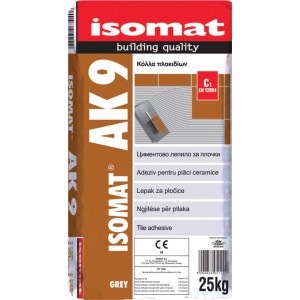 ΚΟΛΛΑ ΠΛΑΚΙΔΙΩΝ ISOMAT AK-9 ΓΚΡΙ 25kg ΚΟΛΛΑ ΠΛΑΚΙΔΙΩΝ ISOMAT AK-9 ΓΚΡΙ 25kg